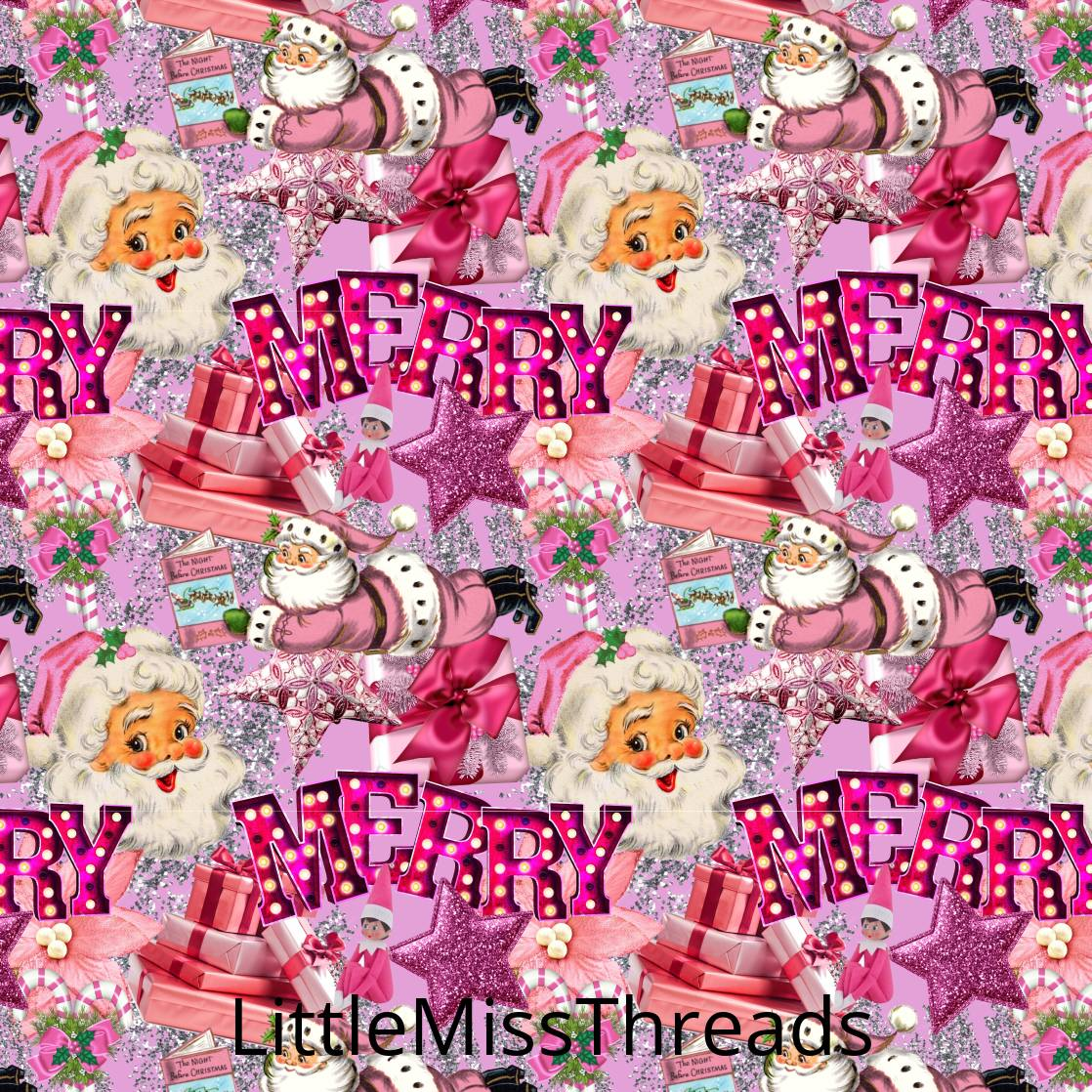 PRE ORDER - Christmas Merry Santa Pink - Fabric - Fabric from [store] by Little Miss Threads - 