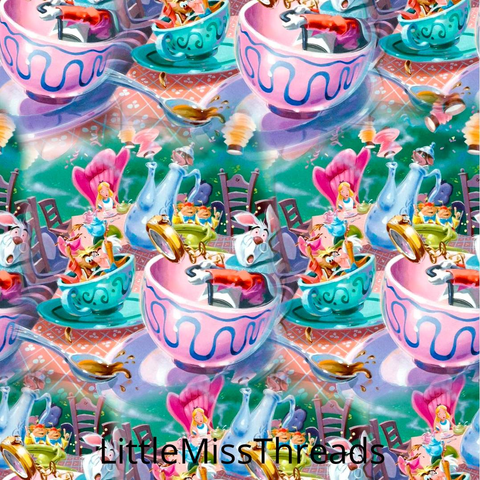 PRE ORDER - Alice Tea Cups - Fabric - Fabric from [store] by Little Miss Threads - 
