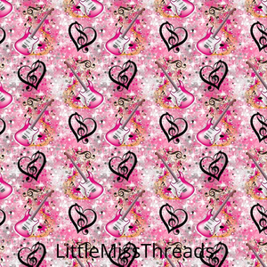 PRE ORDER - Pink Guitars - Fabric - Fabric from [store] by Little Miss Threads - 