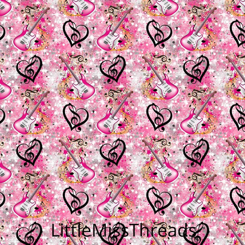 PRE ORDER - Pink Guitars - Fabric - Fabric from [store] by Little Miss Threads - 