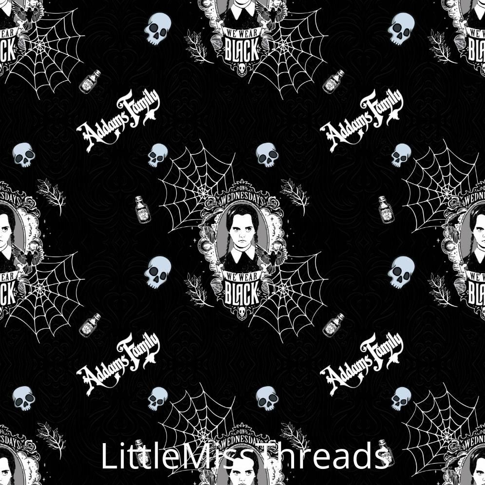PRE ORDER - Wednesday We Wear Black - Fabric - Fabric from [store] by Little Miss Threads - 