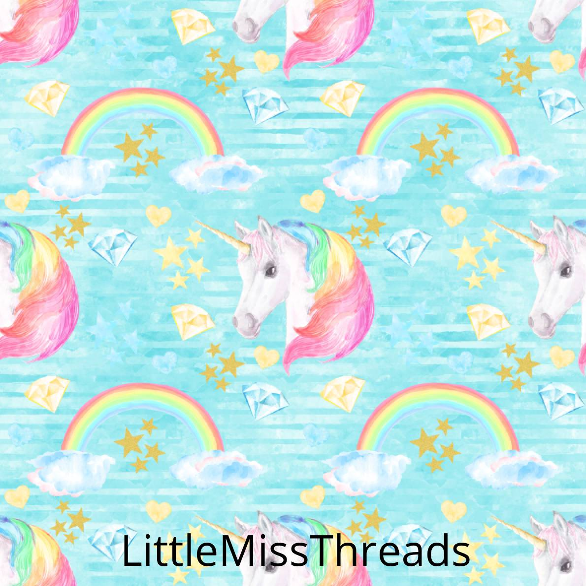 PRE ORDER Aqua Unicorn Dreams - MM Fabric Print - Fabric from [store] by Mini Mooches - 