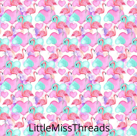 PRE ORDER Flamingo Hearts - MM Fabric Print - Fabric from [store] by Mini Mooches - 