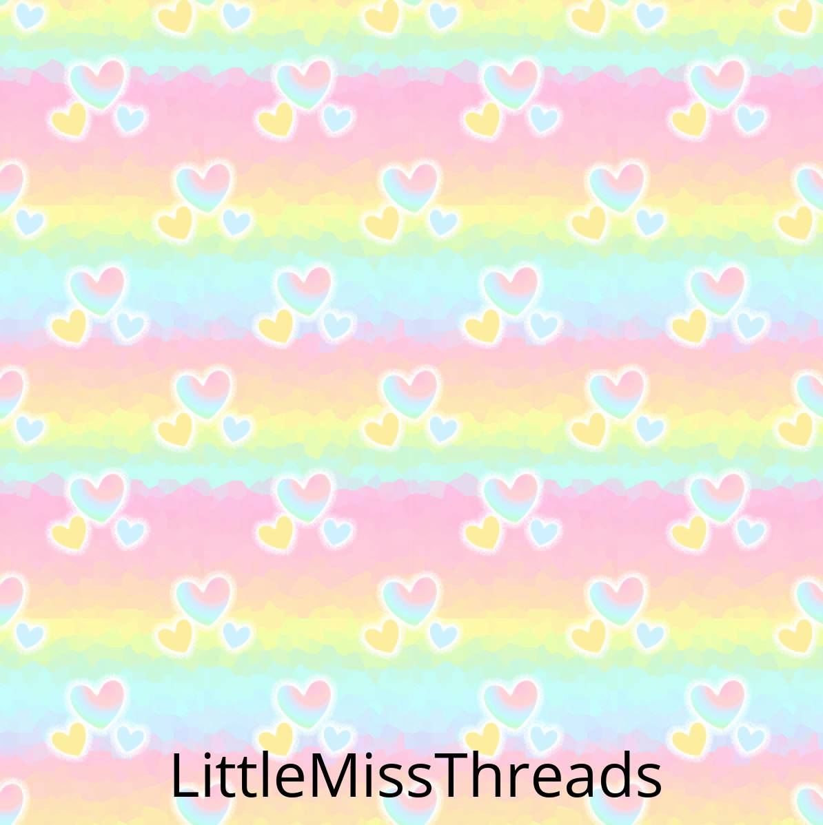 PRE ORDER Rainbow Hearts - Fabric Print - Fabric from [store] by Mini Mooches - 