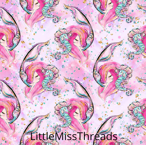 PRE ORDER Little Mermaids & Seahorses - MM Fabric Print - Fabric from [store] by Mini Mooches - 