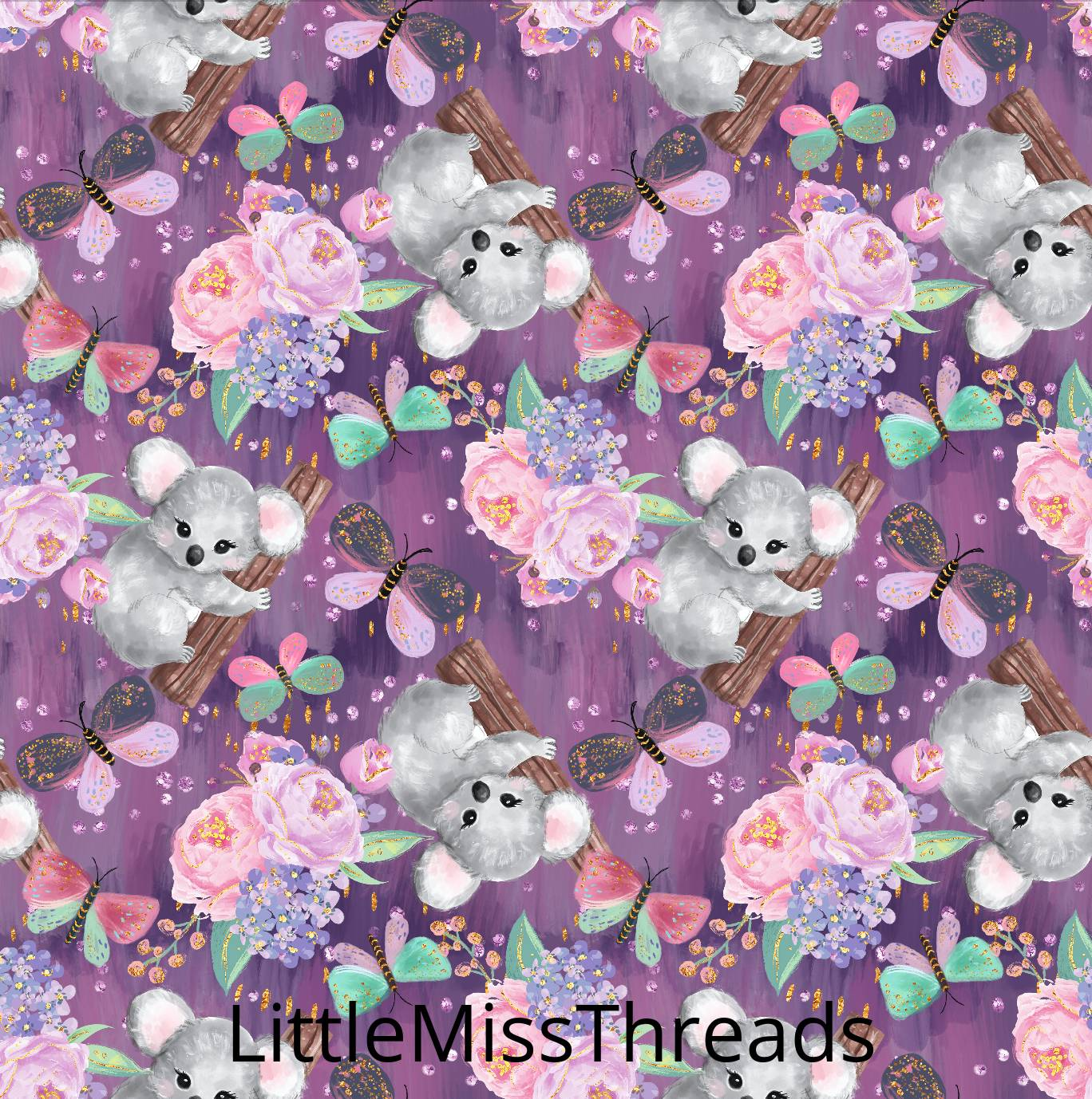 PRE ORDER - Cuddly Koalas Purple - Fabric - Fabric from [store] by Mini Mooches - 