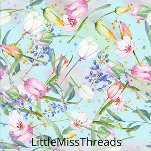 PRE ORDER Magical Garden Blue Tulips - Fabric - Fabric from [store] by Mini Mooches - 
