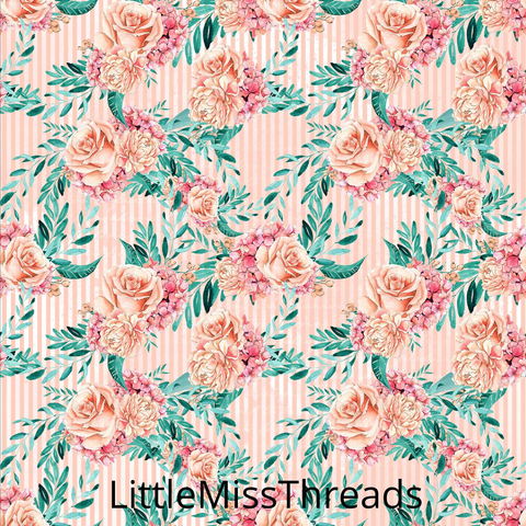 PRE ORDER Winter Floral Coral - Fabric - Fabric from [store] by Mini Mooches - 