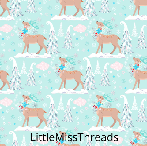 PRE ORDER Winter Wonderland Reindeer Blue - Fabric - Fabric from [store] by Mini Mooches - 