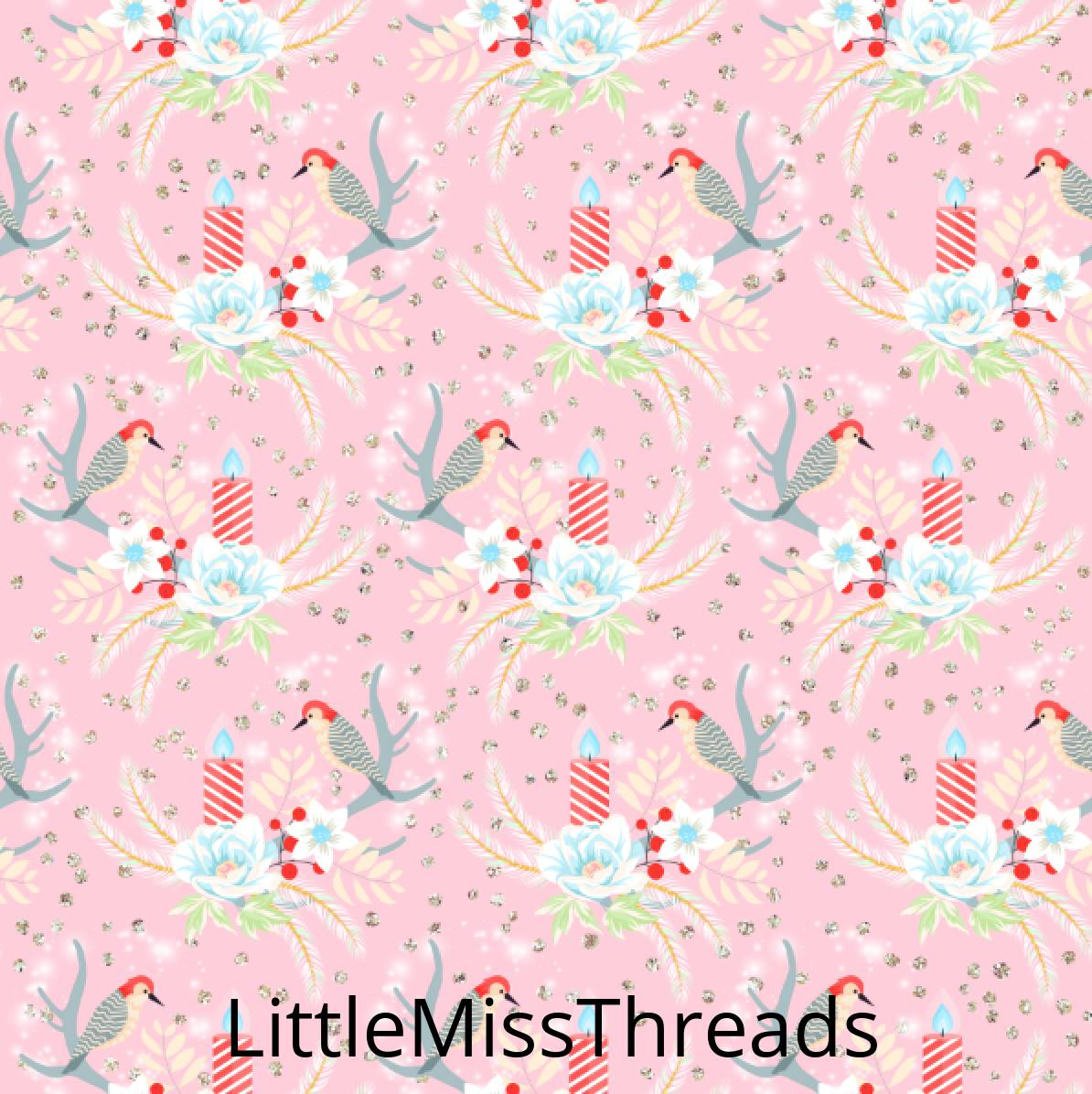 PRE ORDER Winter Wonderland Birds Pink - Fabric - Fabric from [store] by Mini Mooches - 