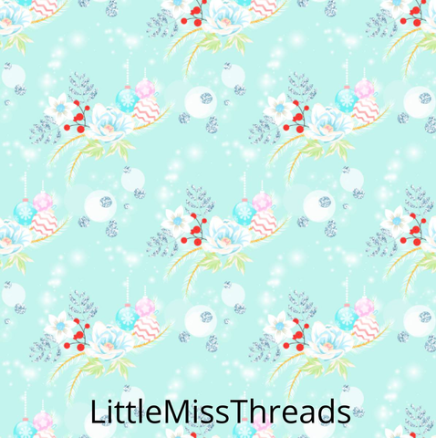 PRE ORDER Winter Wonderland Flowers Blue - Fabric - Fabric from [store] by Mini Mooches - 