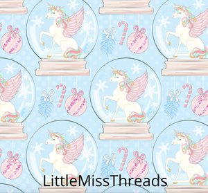 PRE ORDER Magical Christmas Snow Globe Blue - Fabric - Fabric from [store] by Mini Mooches - 