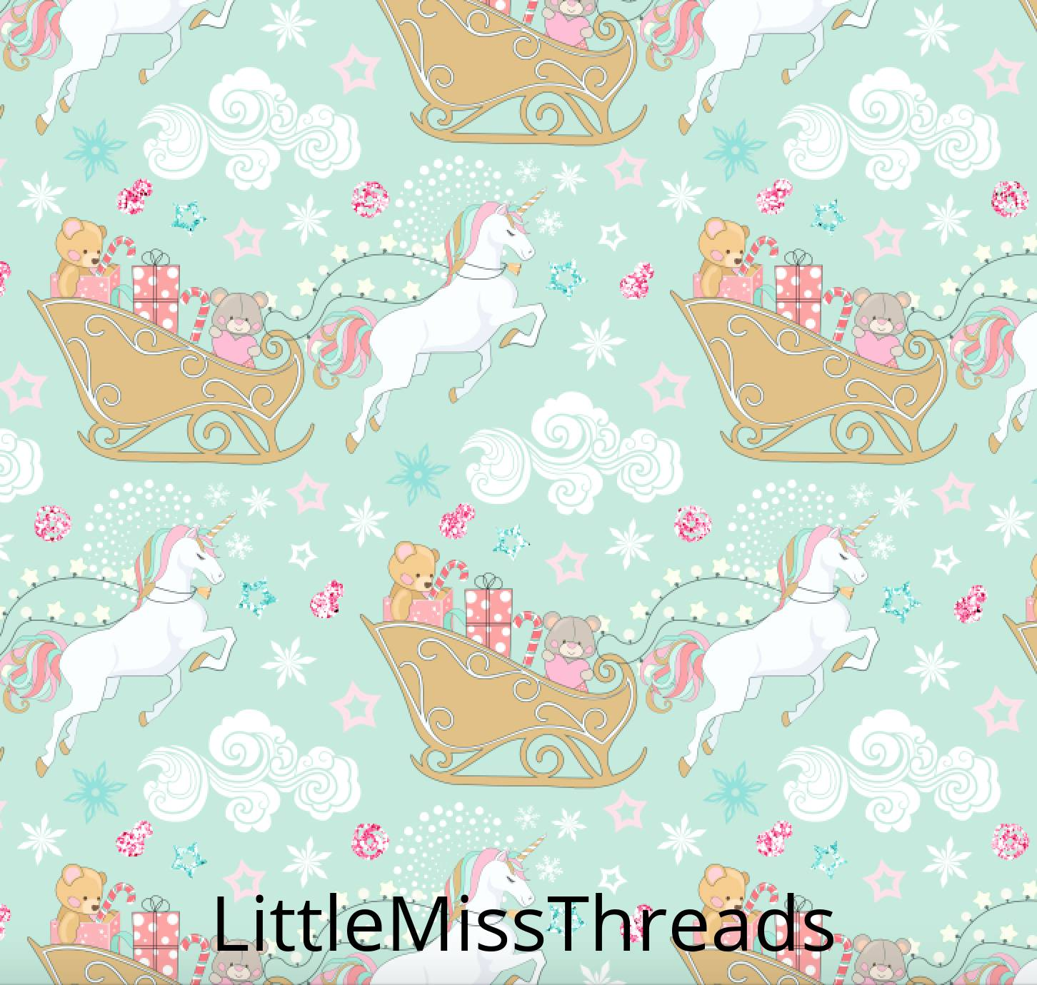 PRE ORDER Magical Christmas Sleigh Green - Fabric - Fabric from [store] by Mini Mooches - 