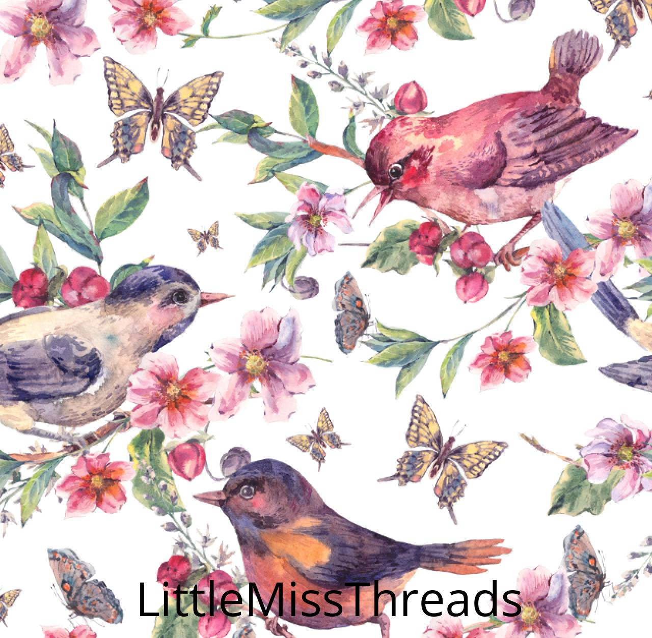 PRE ORDER Native Forest Birds White - Fabric - Fabric from [store] by Mini Mooches - 