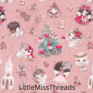 PRE ORDER Holly Jolly Pink Fabric - Fabric from [store] by Mini Mooches - 