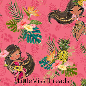 PRE ORDER Tropical Vibes Hula Pink Large - Fabric from [store] by Mini Mooches - 