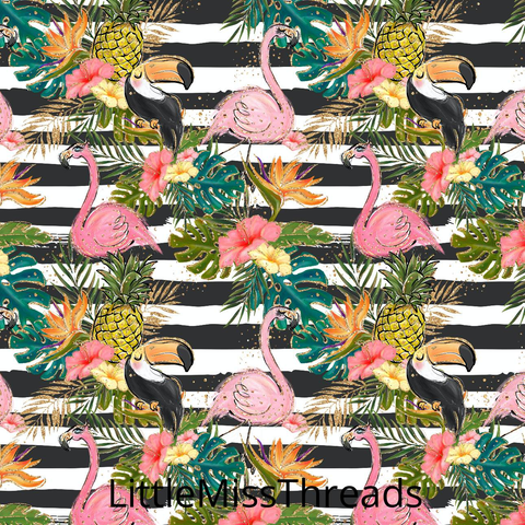 PRE ORDER Tropical Vibes Stripes Black - Fabric from [store] by Mini Mooches - 