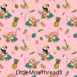 PRE ORDER Tropical Vibes Flamingo Pink - Fabric from [store] by Mini Mooches - 