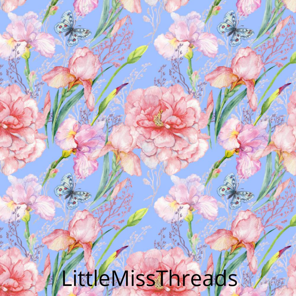 PRE ORDER Secret Garden Large Floral Blue - Fabric from [store] by Mini Mooches - 