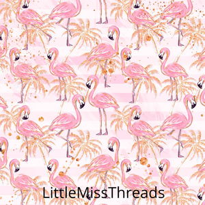PRE ORDER Tropical Christmas Flamingos Pink - Fabric from [store] by Mini Mooches - 