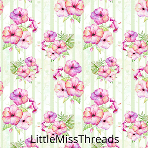 PRE ORDER Hummingbird Green Stripe Floral Fabric - Fabric from [store] by Mini Mooches - 