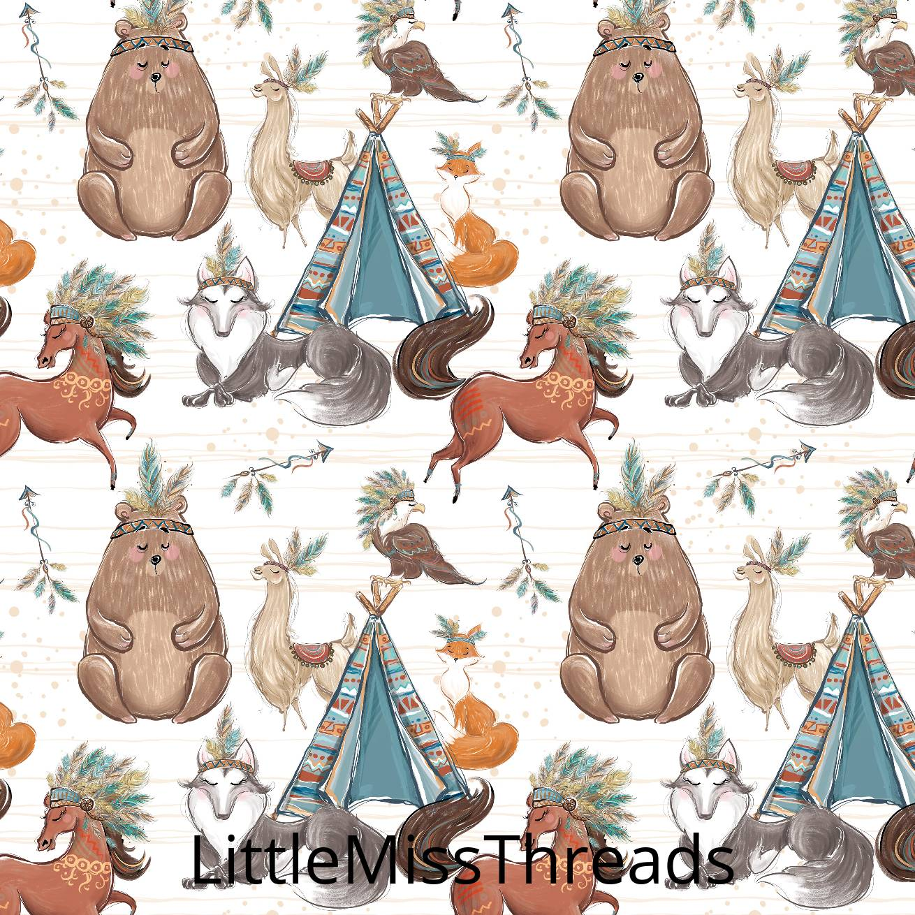 PRE ORDER - Woodland Boys Main White - Fabric - Fabric from [store] by Mini Mooches - 