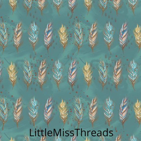 PRE ORDER - Woodland Boys Green Feathers - Fabric - Fabric from [store] by Mini Mooches - 