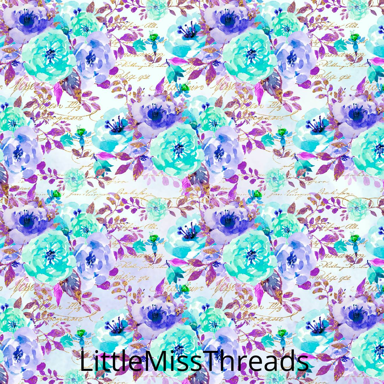 PRE ORDER Wisteria Lane Aqua Floral Fabric - Fabric from [store] by Mini Mooches - 
