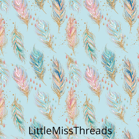 PRE ORDER - Woodland Babes Blue Feathers - Fabric - Fabric from [store] by Mini Mooches - 