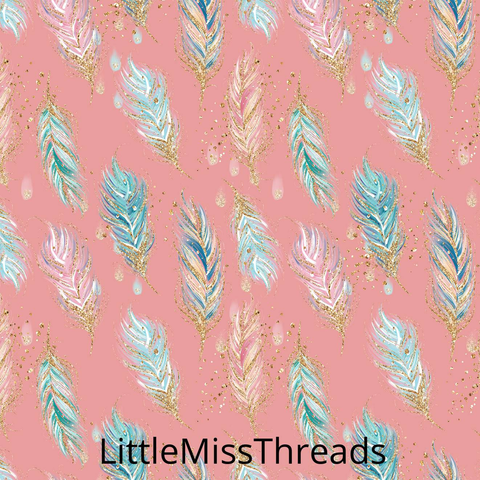 PRE ORDER - Woodland Babes Pink Feathers - Fabric - Fabric from [store] by Mini Mooches - 