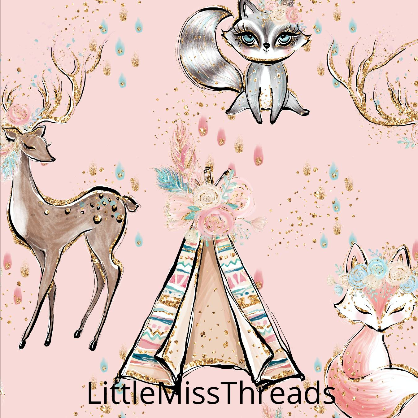 PRE ORDER - Woodland Babes Main Pink - Fabric - Fabric from [store] by Mini Mooches - 