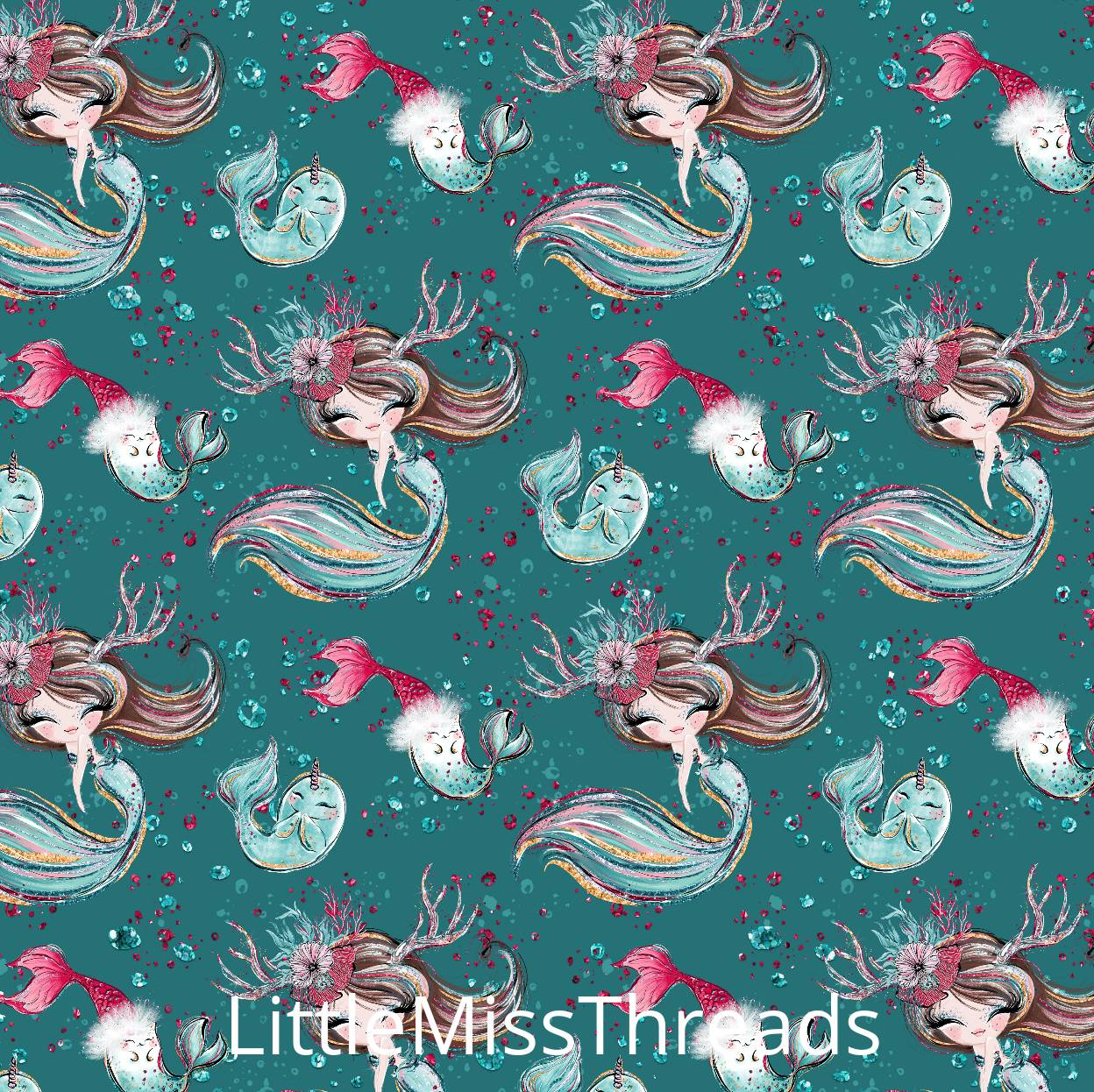 PRE ORDER Christmas Mermaids & Fishies Fabric - Fabric from [store] by Mini Mooches - 