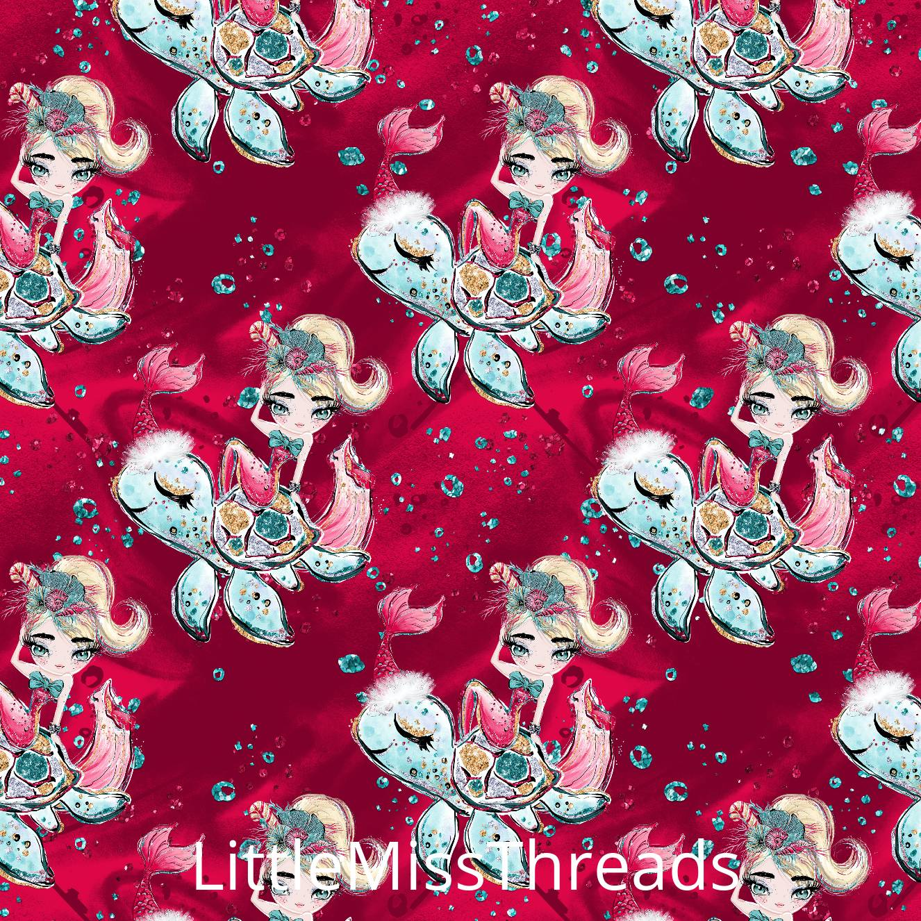 PRE ORDER Christmas Mermaids & Turtles Fabric - Fabric from [store] by Mini Mooches - 