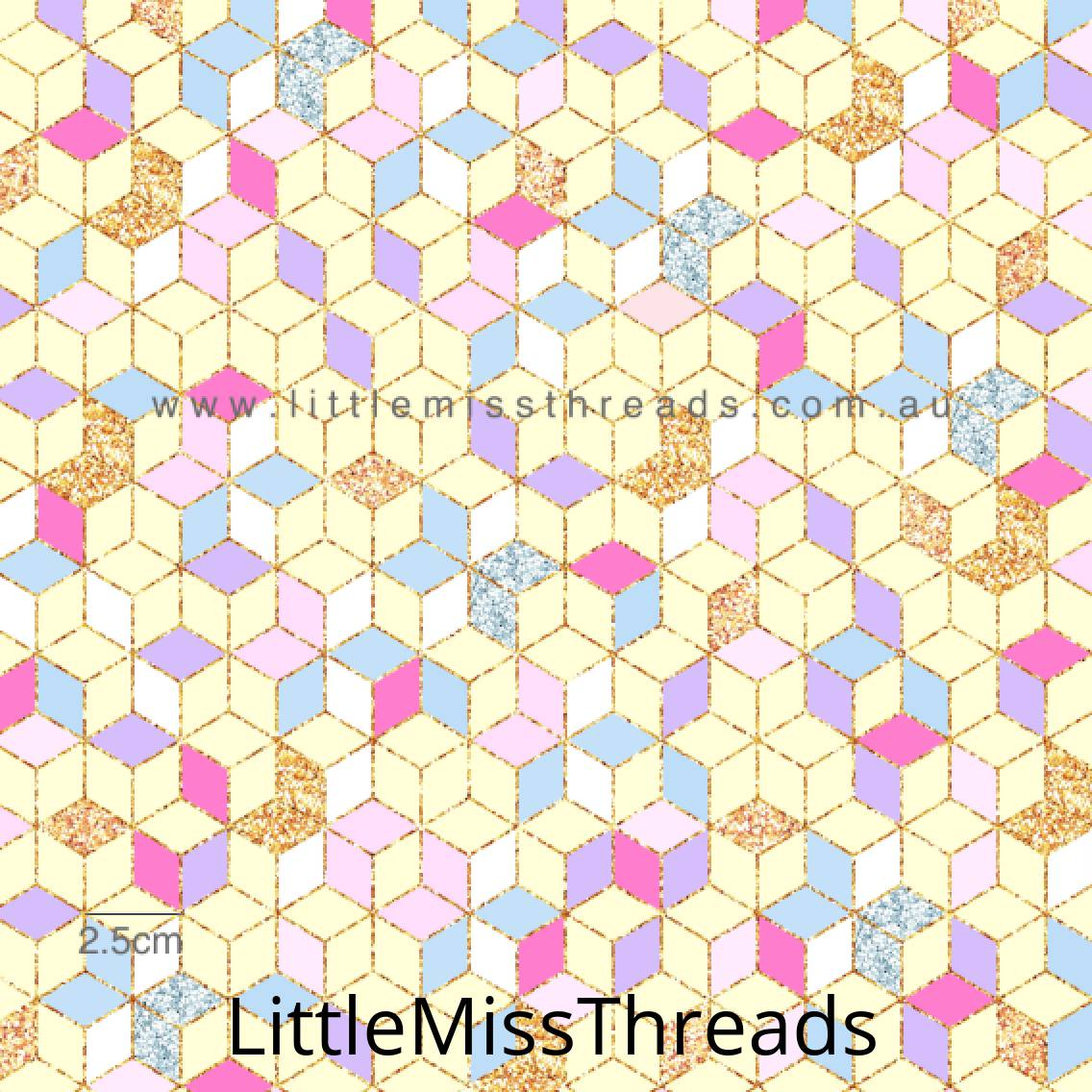 PRE ORDER Happy Easter Bunnies Yellow Diamonds - Fabric from [store] by Mini Mooches - 