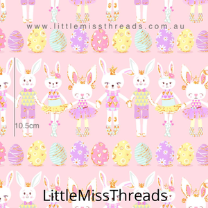 PRE ORDER Happy Easter Bunnies Pink Fabric - Fabric from [store] by Mini Mooches - 