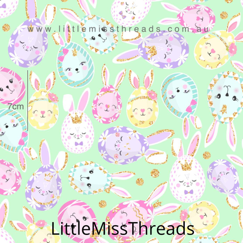 PRE ORDER Happy Easter Bunnies Tossed Fabric - Fabric from [store] by Mini Mooches - 