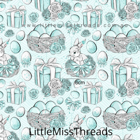PRE ORDER Baby Bunnies in Blue - Fabric from [store] by Mini Mooches - 