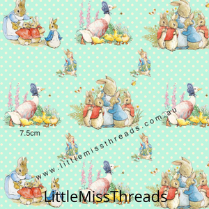 PRE ORDER Peter Rabbit in Mint Fabric - Fabric from [store] by Mini Mooches - 