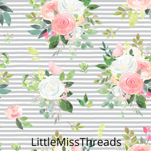 PRE ORDER Winter Blooms Grey Stripe - Fabric - Fabric from [store] by Mini Mooches - 