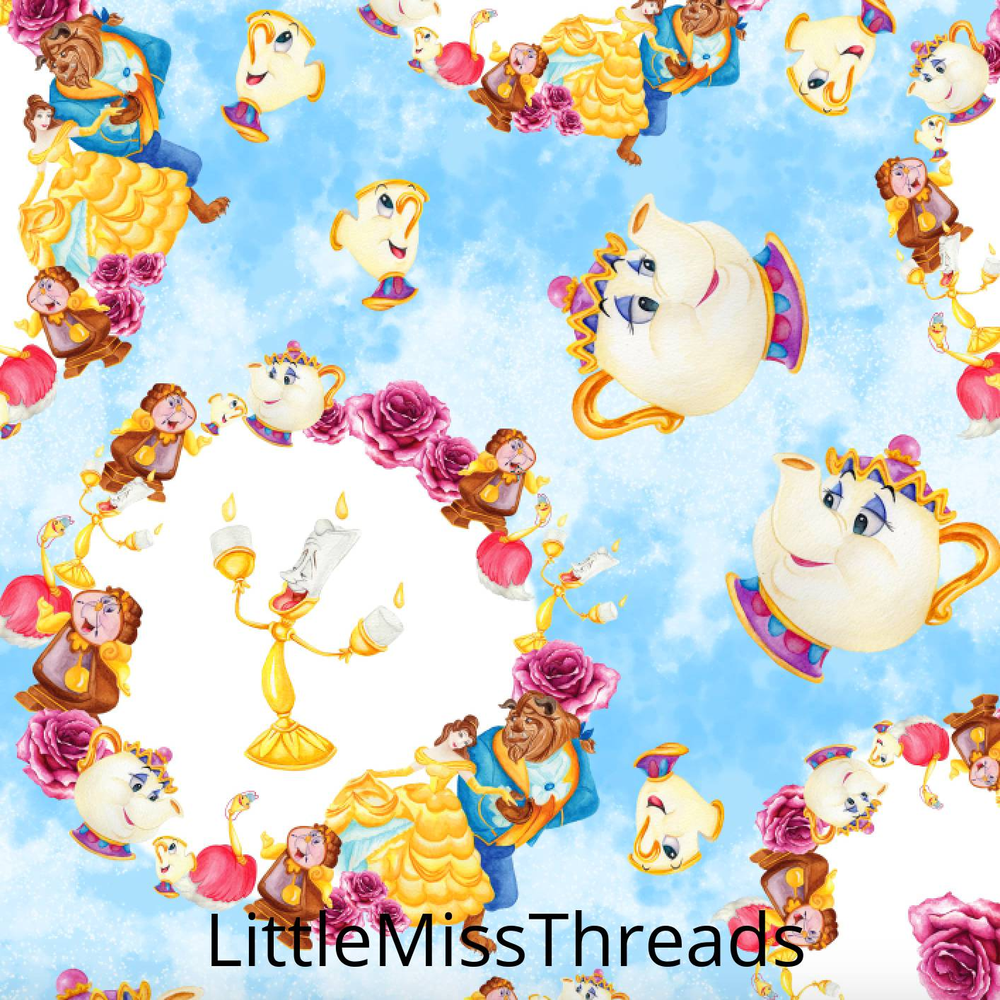 PRE ORDER - Beauty & Beast Blue Circles - Fabric - Fabric from [store] by Mini Mooches - 
