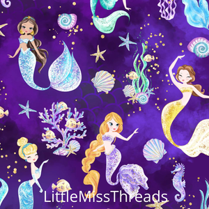 PRE ORDER Mermaid World Main Purple Fabric - Fabric from [store] by Mini Mooches - 