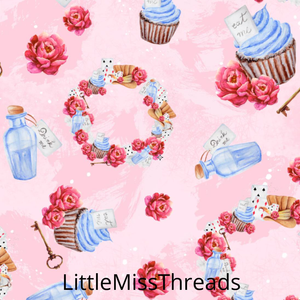 PRE ORDER Alice Drink Me Pink Fabric - Fabric from [store] by Mini Mooches - 