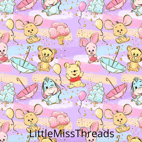 PRE ORDER - Winnie & Friends Scattered Purple - Fabric - Fabric from [store] by Mini Mooches - 