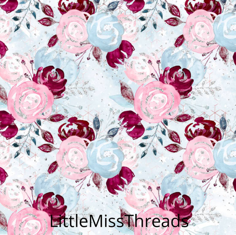 PRE ORDER - Christmas Unicorns Blue Floral - Fabric - Fabric from [store] by Mini Mooches - 