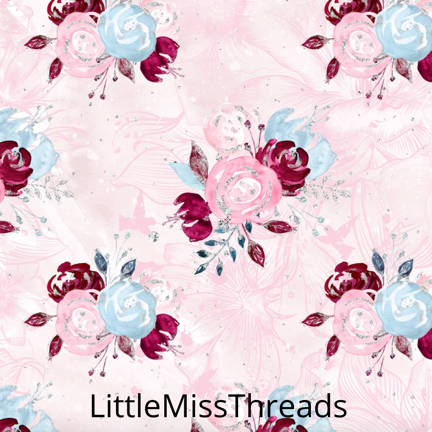 PRE ORDER - Christmas Unicorn Florals Pink - Fabric - Fabric from [store] by Mini Mooches - 