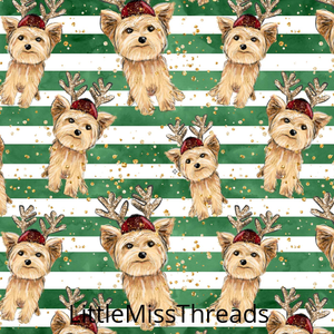 PRE ORDER - Puppy Christmas Stripes - Fabric - Fabric from [store] by Mini Mooches - 