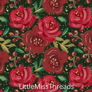 PRE ORDER - Red Gold Christmas Florals - Fabric - Fabric from [store] by Mini Mooches - 