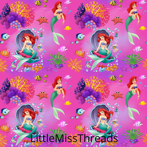 PRE ORDER - Little Mermaid Ariel Pink - Fabric - Fabric from [store] by Mini Mooches - 