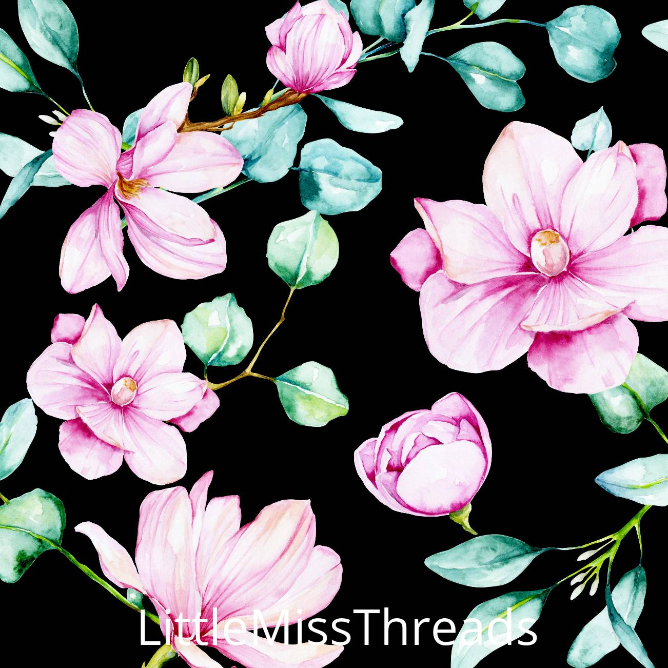 PRE ORDER - Magnolia Black - Fabric - Fabric from [store] by Little Miss Threads - 