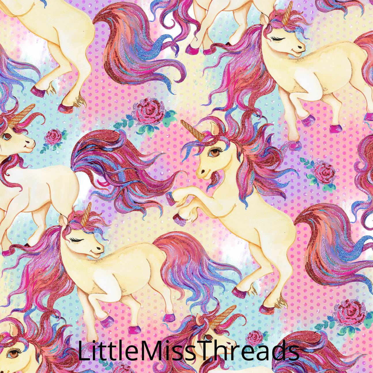 PRE ORDER - Unicorn Garden Light Dots - Fabric - Fabric from [store] by Little Miss Threads - 